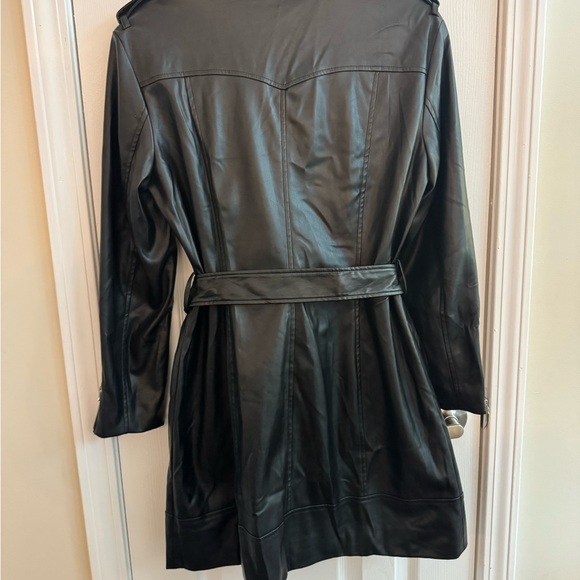 FRENCH CONNECTION Etta Vegan Leather Belted Mini Dress Size 12 - Picture 6 of 9